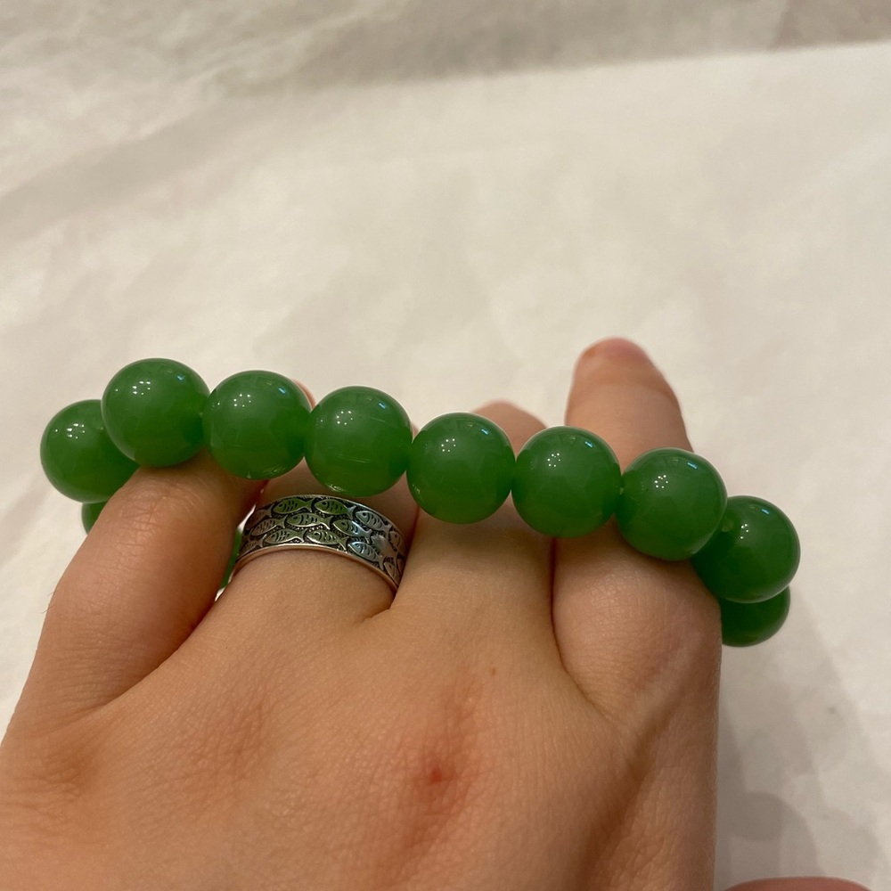 Natural Green Aventurine Bracelet – 10mm Beads, stretch fit - Picture 4 of 7